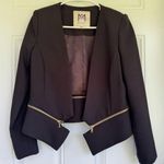 Milly  Black Blazer Jacket with Gold Zipper Accents Size 6 Photo 0