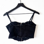 Nasty Gal  Black Denim Corset Bustier Top Zip Front Size 6 Photo 2