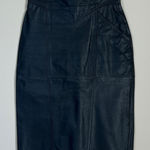 Vintage Genuine 100% Leather Midi Skirt Pencil 80s 90s Biker‎ Size 6 Black Photo 0