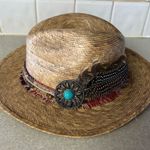 Bonanza Hats Turquoise Feather Coastal Cowgirl Boho Chic Western Festival Hat Tan Photo 0