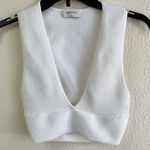 Aritzia Babaton Sculpt Knit Teal Crop Top Deep V-Neck Size Small Photo 0