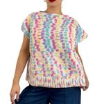 Vintage Handmade Pastel Multicolor Crochet Knit Sleeveless Boxy Sweater Large Pink Photo 2