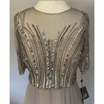 Adrianna Papell NWT  Formal Dress Silver Sz 2 Beaded Bodice Chiffon Bride Groom Photo 1