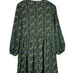 ZARA  Long Sleeve Paisley Print Babydoll Puff Sleeve Mini Dress Lined XS Green Photo 5