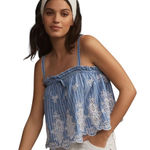 Maeve By Anthropologie Eyelet Baby Doll Border Tank Blue Stripe Size Large Photo 0