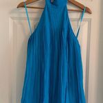 Alice + Olivia Blue Pleated Halter Blouse Photo 3