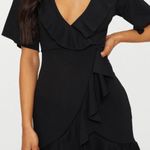 Pretty Little Thing Black Ruffle Mini Dress Photo 0