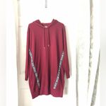 Michael Kors  logo tape Women Burgundy Hoodie Sweatshirt dress sz M cotton blend Photo 2