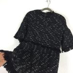 ZARA  Black Fringe Tweed Textured Knit Wide Sleeve Aline Mini Dress Medium Photo 10