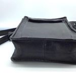 BRAND black leather travel bag w/adjustable strap Photo 4