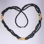 Black Yellow Glass Beads Boho Vintage Beaded Retro Necklace Photo 0