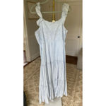 Old Navy  Smocked Maxi Dress Blue White Stripe Ruffle Tiered Summer Cottagecore Photo 2