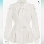 Belle Poque Women's Bow Tie Neck Ruffle Sleeveless Casual Work Solid Blouse 2X Photo 1