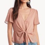 ASTR The Label Polka Dot Blush Pink Short Sleeve Blouse Top in Women’s Small Photo 0