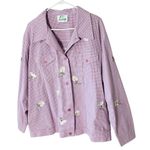 VINTAGE 90s THE QUACKER FACTORY Gingham Embroidered Shacket Purple Size 1X Photo 1