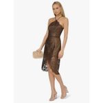 Adrianna Papell  Women's Foil Floral Lace Halter Dress Size 14 Sexy Cocktail Photo 13