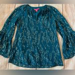 Lilly Pulitzer Fish Clip Chiffon Silk Matilda Top Casual Shirt Blouse Size XXS Photo 9