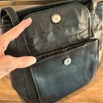 Vintage Coach Style Black Leather Shoulder Bag Magnetic Closures Photo 5