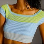 Anthropologie Daily Practice by Tuvalu Cropped Sweater Sz XS Green Blue Photo 0