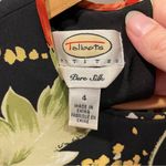 Cute tropical silk sleeveless midi dress Talbots flowy lined vacation breeze Black Size 4P Photo 5