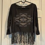 Forever 21  Black Fringe Long Sleeve Top Photo 0