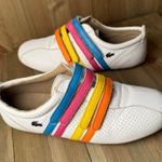 Lacoste  Mystere Punched White Leather Colorful Strap Comfort Sneakers Womens 7.5 Photo 8