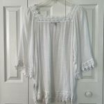 Zac and Rachel Bohemian Linen Feel Flowy Top Crochet Nevkline Hem Sleeve 2X Photo 6