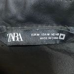 ZARA Women's Black Faux Leather Vegan Snap Long Sleeve Moto Jacket Size M Photo 2