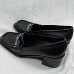 Free People Hayden Black Leather Heeled Loafers Chain Accent Size 41 US 10 Photo 7