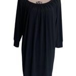 Norma Kamali Kamali Kulture Shirred Neckline Solid Black Dress Photo 0