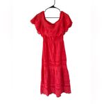 Alice + Olivia Pansy Red Embroidered Off-the-Shoulder Maxi Dress Photo 2