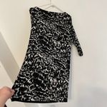 Ann Taylor Graphic Sonnet Print Tie Waist Dress Black White Geo Sheath NO BELT M Photo 14