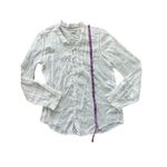 Faherty  Willa Pleated Bohemian Organic Cotton Button-down white  Size Medium Photo 4