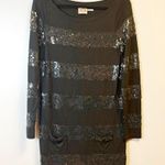 Juicy Couture Dress Black Knit w/ Sequin Stripes Long Sleeve Sz M GUC Photo 0
