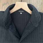 Eskandar Pinstripe Stand Collar Boxy Button Front Wool Cashmere Top Grey 1 / Med White Photo 4