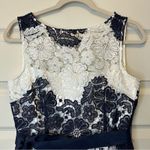 Tahari  Dress Gown Sleeveless Lace Ball Formal Event White Blue Tie Waist Size 6 Photo 3