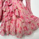 SAINTS + SECRETS Pink Floral Dress Womens Medium Feminine Ruffle Valentines Date Photo 4
