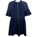 Draper James NWT Solid Maggie Lace Flower Trim Fit & Flare Dress Navy 6 Photo 4