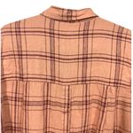 Free People No Limits Boho Plaid Linen Button Up Shirt L Photo 7