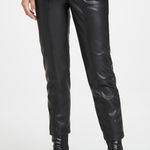 JONATHAN SIMKHAI Tessa Black Vegan Leather Tie‎ Waist Cropped Pant Size 4 Moto Photo 0