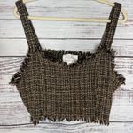 Anthropologie Mare Mare x Tweed Crop Top Frayed Edge Square Neck Lg Photo 1