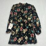 ZARA New floral high neck long elastic sleeve smocked top romper keyhole MEDIUM Photo 11