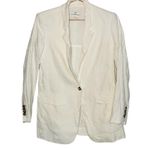 Club Monaco White Linen Single Brown Button Front Pocket Blazer Jacket size 4 Photo 0