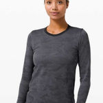 Lululemon Swiftly Breathe Long Sleeve Vented Camo Black / Asphalt Grey 6 Photo 0