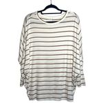 Maurice's  24/7 Cozy White & Brown Striped Dolman Oversized Tee Photo 1