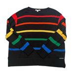 Peace Love World NWT,  Rainbow Striped Sweater, Sz L Photo 11
