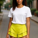 CALIA by Carrie Underwood Yellow Athletic Shorts with Flouncy Design Medium Photo 0