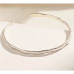 Boutique NEW Hammered‎ White Gold Plated Sterling Silver Skinny Cuff Bracelet, Adjustable Photo 14