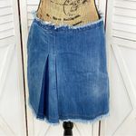 See By Chloe Denim Skirt Side Pleat Raw Edge Blue 28 6 Photo 1
