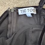 Tic Toc  Black Velvet Mesh Bodycon Slip Dress Size [L ] Y2K Goth Photo 3